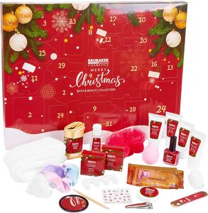 BRUBAKER Cosmetics Beauty Adventskalender 24 x Körperpflege Produkte & Spa Accessoires - der XXL Wellness Weihnachtskalender für Frauen und Mädchen - Rot