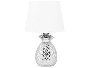 BELIANI Stolná lampa strieborná keramika 52 cm látkové tienidlo biely ananásový základný kábel s vypínačom Moderný minimalistický štýl