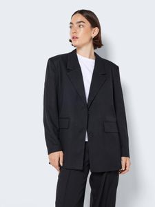 NOISY MAY Damen Eleganter Oversized Blazer mit Taschen Basic Cardigan Business Jacke Mantel NMMILLA, Farben:Schwarz-2, Größe:L