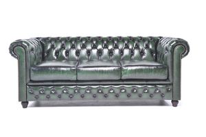 Chesterfield Sofa Original Leder   1+ 1 + 3  Sitzer  Antik Grün