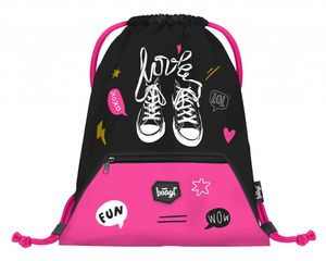 Baagl Turnbeutel für Mädchen mit Reißverschlusstasche (Turnschuhe)
