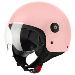 VINZ Duoro Roller Helm Jet Helm Mopedhelm Herren und Damen | in Gr. XS-XXL | Jethelm mit Visier | ECE 22.06  | Motorradhelm | Rosa | S