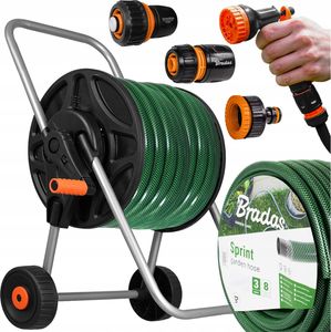 Bradas Set Gartenschlauch Sprint 1/2" 50m | Pistole, Anschlüssen + wagen