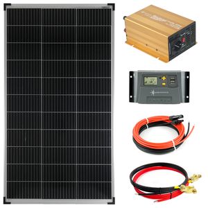 Solar Set 12V 140 Watt Solarpanel Reiner Sinus Wechselrichter 600W Solaranlage PV