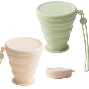 Faltbarer Becher, 2 Stück Faltbecher Silikon,200ml Faltbarer Reisebecher mit Deckel Wiederverwendbares für Camping Outdoor