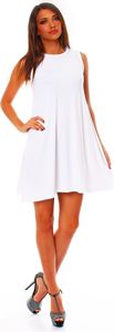 9001 Mississhop Damen Sommer A-Linie Kleid luftiges Minikleid Top Tunika Shirt Rundhals Weiß XXL