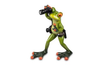 Formano lustige Frösche Figur Froschpaar Fotograf mit Kamera grün Poly 15 cm