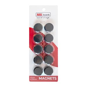 ALLboards Magnete 10 Stück, Rund Schwarz 20mm, Für Whiteboards Magnettafeln