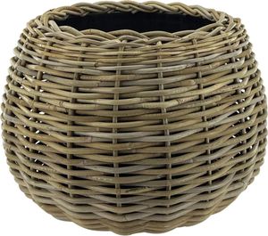 Rotan Drypot Bol - ø 45 x 34 cm - Okrągła donica - Zrównoważona donica z wodoodpornym wnętrzem z recyklingu - Szara