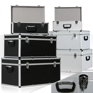 Masko® 3er SET Alu Boxen Alubox Alukiste Transportbox Werkzeugkiste Lagerbox NEU, Farbe:schwarz