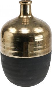 Elegancki wazon ceramiczny czarny/złoty - Dekoracyjny wazon na kwiaty Ø 21 cm wys. 37,5 cm - Nowoczesny design do wystroju domu