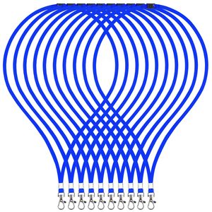 10 unbedruckte Schlüsselbänder Blau mit Safety-Clip Lanyard edel glänzend 360° Umhängeband für Kartenhalter Büro ID Karte Fahrkarten Schutzhülle Schlüsselband Handy Band