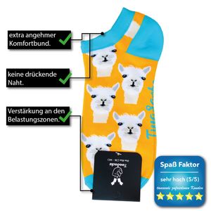 TwoSocks lustige Sneaker Socken Alpaka Socken  Damen & Herren, witzige Füßlinge als Geschenk Baumwolle, Einheitsgröße