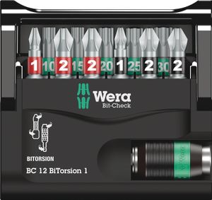 Wera 05057420001, 12 szt., Phillips, Pozidriv, Torx, PH 1, PH 2, PZ 1, PZ 2, TX10, TX15, TX20, TX25, TX30, Stal