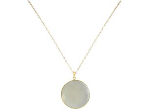 Gemshine - Damen - Halskette - 925 Silber - Vergoldet - Mondstein - Grau - CANDY - 80 cm