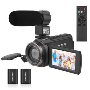 Andoer 4K/60FPS 48MP WiFi Digital-Videokamera-Set 1 Camcorder Recorder + 1 Mikrofon + 1 Fernbedienung + 2 Batterien mit 16-fachem Zoom 3-Zoll-Touchscreen IR-Infrarot-Nachtsichtgeraet Kaltschuhhalterung