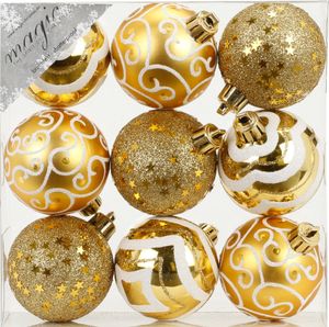 Weihnachtskugeln Dekorierte Kugeln Kunststoff 6cm 9er Set - Gold