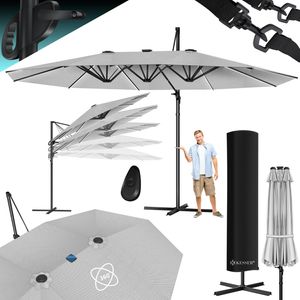 KESSER® Sonnenschirm Doppelsonnenschirm 4,6m x 2,7m | Ampelschirm Abdeckung & Windsicherung mit Kurbel & Ständer | Kurbelschirm Aluminium wasserabweisend | Neigbar Kippbar 360° Drehbar KESSER® Sonnenschirm Doppelsonnenschirm 4,6m x 2,7m | Ampelschirm Abdeckung & Windsicherung mit Kurbel & Ständer | Kurbelschirm Aluminium wasserabweisend | Neigbar Kippbar 360° Drehbar