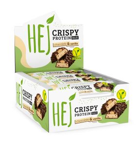 HEJ Vegan Crispy | High Protein Eiweißriegel Snack | Chocolate & Vanilla – 12 x 45 g
