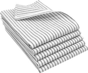 5er-Set Geschirrtücher Halbleinen, 50x70 cm, grau weiß gestreift 5er-Set Geschirrtücher Halbleinen, 50x70 cm, grau weiß gestreift