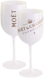 2 x Moët & Chandon Ice Imperial Champagner Acryl-Glas 0.45l Becher Kelch weiss/gold Gläser Set Moet