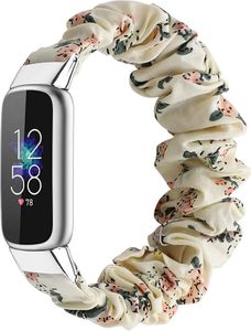 Strap-it Fitbit Luxe Scrunchie Armband (Beige Mix)