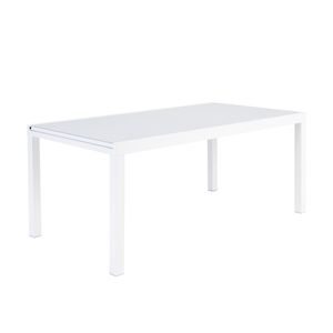 NATERIAL - Gartentisch ausziehbar LYRA - Ausziehtisch für 8 bis 10 Personen - 180/260x100cm - Esstisch - Aluminium - mit Glasplatte - Weiß