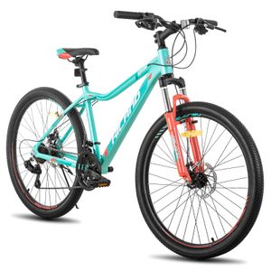 HILAND 26 Zoll Mountainbike Damen mit Lock-Out Federgabel 21 Gang Shimano Aluminiumrahmen Doppelscheibenbremse Studenten-Pendlerfahrrad, Mint grün