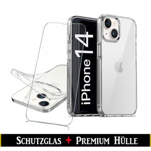 Für iPhone 14 ( 6.1" ) Transparent Silikon Handy Schutz Hülle + 9H Panzerglas HD Schutzglas