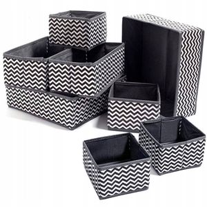 Aufbewahrungsboxen Organizer Set 8 Stück für Kleiderschrank und Schubladen Faltbox Ordnungssystem In Schwarz und Weiß