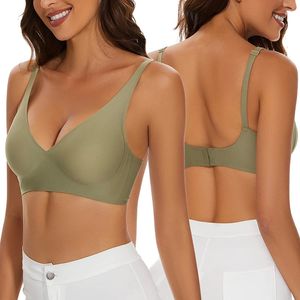 Leap Nahtloser Damen-BH ohne Bügel, bequemer Push-Up-BH, butterweicher, bügelloser Bralette, volle Abdeckung, Sport-BH für jeden Tag - Grün||L