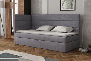 MR GROUP Boxspringbett LUGO 100x200cm links hellgrau Einzelbett Bett Stauraum Kinderbett Jugendbett Samtstoff, Polsterbett Matratze und Topper H3 MR GROUP Boxspringbett LUGO 100x200cm links hellgrau Einzelbett Bett Stauraum Kinderbett Jugendbett Samtstoff, Polsterbett Matratze und Topper H3