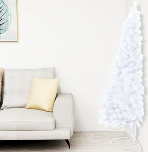 The Living Store Sztuczna pół choinka ze stojakiem Biała 240 cm PVC