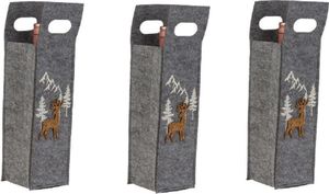 3 Stück Flaschentüten Filz Wald Berge Hirsch Geschenktasche Weinflaschentasche