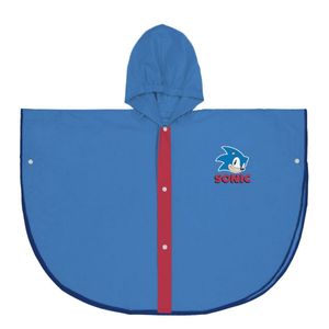 Wasserfeste Poncho mit Kapuze Sonic Blau - 3-4 Jahre