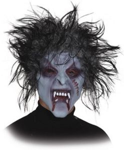 O40410 grau-schwarz Damen Herren Halloween Halbmaske Zombie