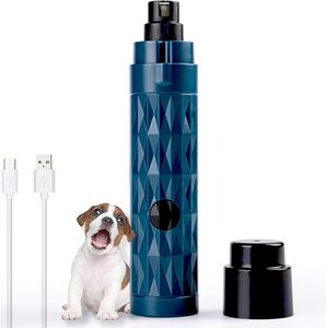 Krallenschleifer Elektrischer für Hunde mit LED-Leuchten, Super leistungsstarker Elektrisch Haustier Nagelknipser leise Krallentrimmer mit 2 Geschwindigkeiten für mittelgroße Hunde, USB-Aufladung (Blau)