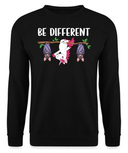 Be Different Einhorn Fledermaus - Lustiger Spruch Statement Unisex Pullover, Schwarz, M