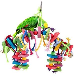Papageienspielzeug Kauspielzeug Spielzeug hängen Bunte Biss, geeignet für Papageien, Sittiche, Aras, Graupapageien,Holzblock