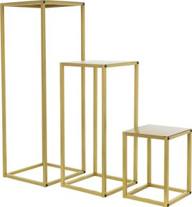 ML-Design sada 3 stojanů na květiny, 22x30/26x60/30x90 cm, zlatá barva, z kovu