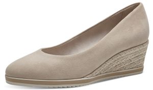 Tamaris Damen Pumps Leder Keilabsatz Bastoptik 1-22303-42, Größe:39 EU, Farbe:Beige