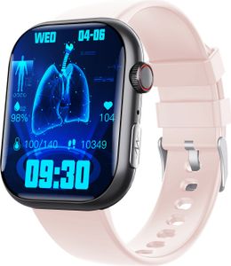 INF Inteligentné hodinky s EKG, monitor srdcovej frekvencie, fitness tracker s viacerými športovými režimami Čierno-ružový remienok