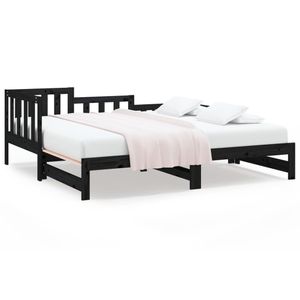 vidaXL Rozkládací postel černá 2x(90x200) cm Masivní borovicové dřevo