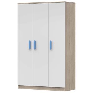 Kleiderschrank Drehtürenschrank Kinderkleiderschrank Schrank 120cm Sonoma Eiche/Weiß mit blauen Griffen - JONAS 19 Kleiderschrank Drehtürenschrank Kinderkleiderschrank Schrank 120cm Sonoma Eiche/Weiß mit blauen Griffen - JONAS 19