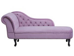 BELIANI Chaiselongue Linksseitig Violett Samtstoff Holzfüße Glamourös