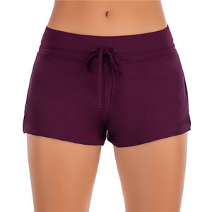 Frauen Tankini Shorts Unifarben Bikinihose Bikini Slips Badeanzüge Badehose Strandhose,Farbe:Lila,Größe:L