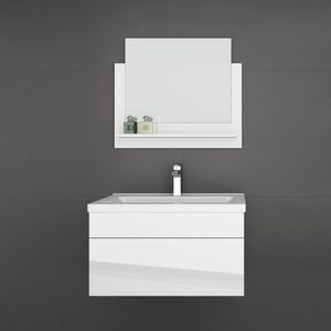 HOME DELUXE - Badmöbel WANGEROOGE M - Weiß (HB) Badezimmermöbel Waschbecken Unterschrank Spiegel