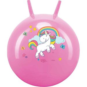 Sprungball Einhorn Hopser Hopperball Hüpfball Unicorn Ball mit 2 Griffen Pink