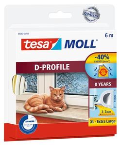 TESA Gummidichtung „tesamoll® D-Profil 5393“, weiß, 9 mm x 6 m