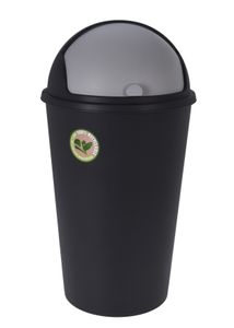 XL Abfalleimer mit Schiebedeckel - 25 L / schwarz - Runder Mülleimer mit Kuppel Deckel recycelbar
